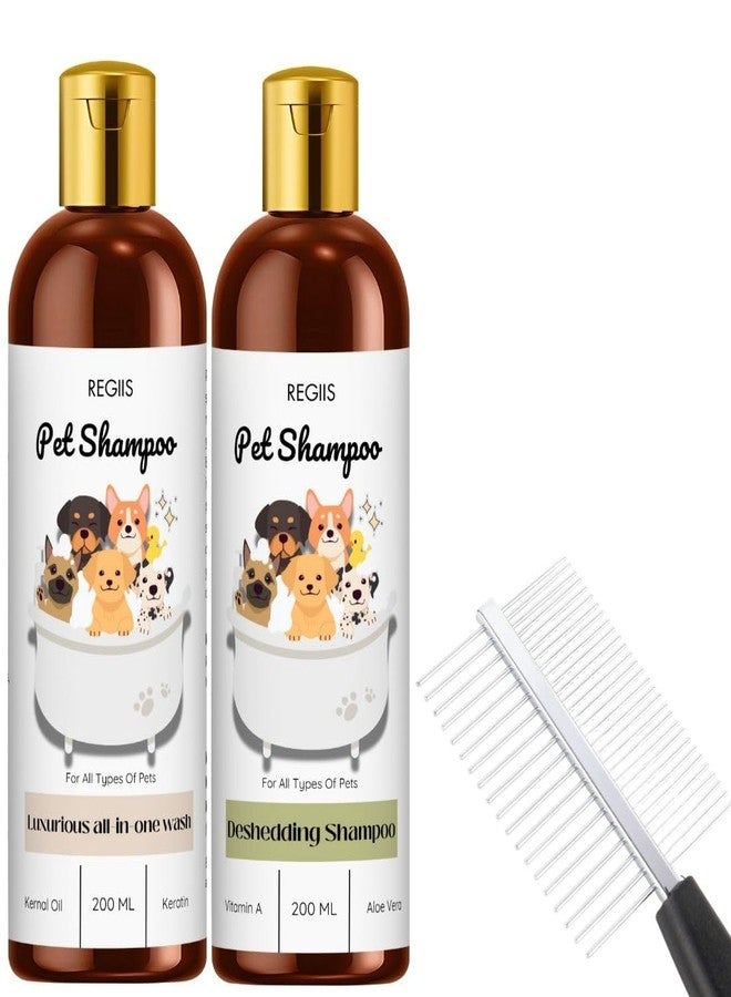 REGIIS Pet Shampoo Set, Luxurious All-in-One Wash and Deshedding Formula with Kernal Oil, Keratin, Vitamin A, Aloe Vera, 200ml, 3 Pack - Image 1